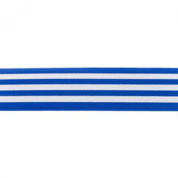 Gummiband Streifen Kobaltblau-Weiß Breite 4 cm